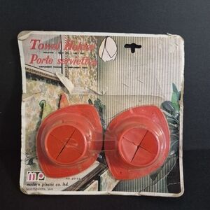 Vintage 1970's Red/Orange Towel Holder Set